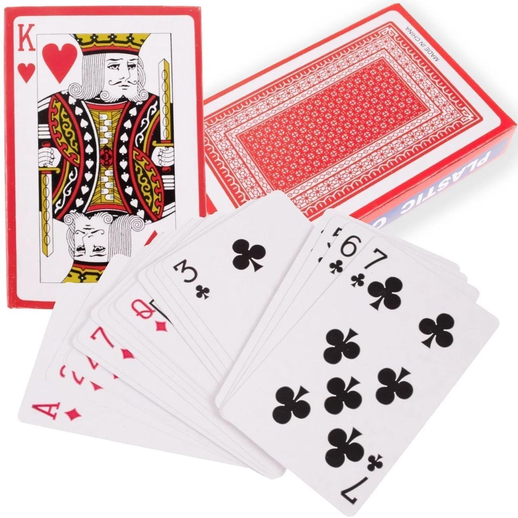 Hrací karty poker makao 54 karet plastem potažené červené Obrázek produktu 