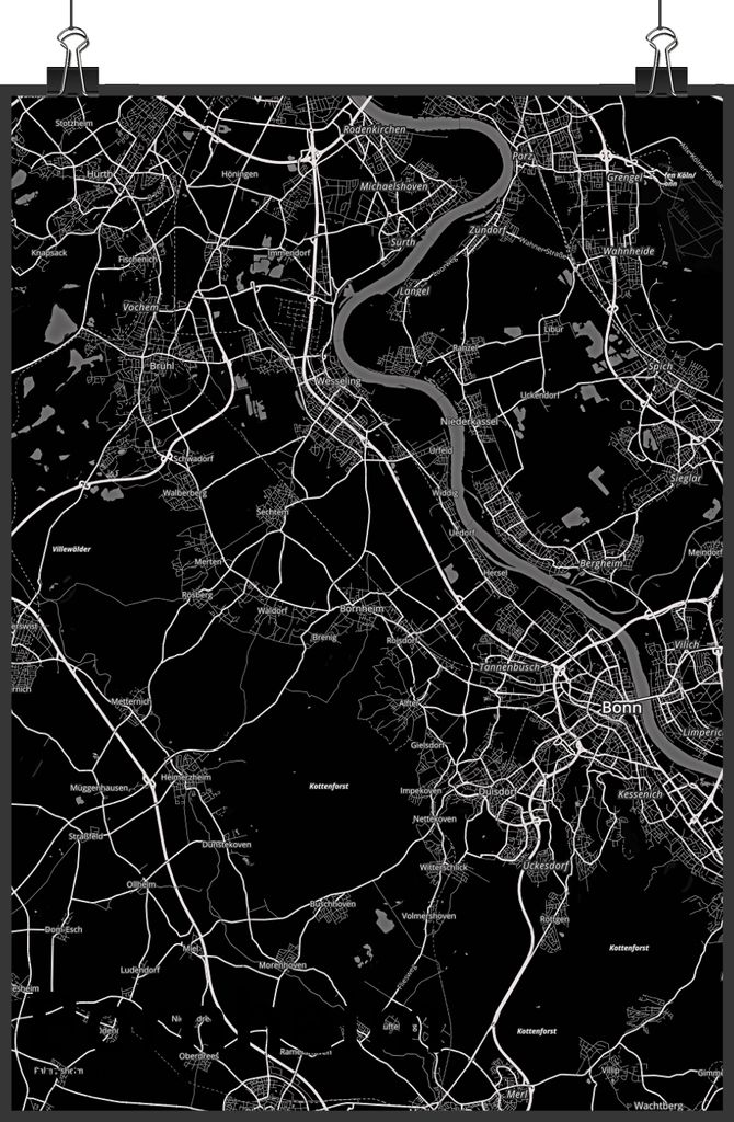 Mr. & Mrs. Panda Bild Bornheim DIN A4 - Geschenk, wanddeko, Stadt, Kunstdruck, Plakat, Dorf Karte Landkarte Map Stadtplan, Wandschmuck, drucke