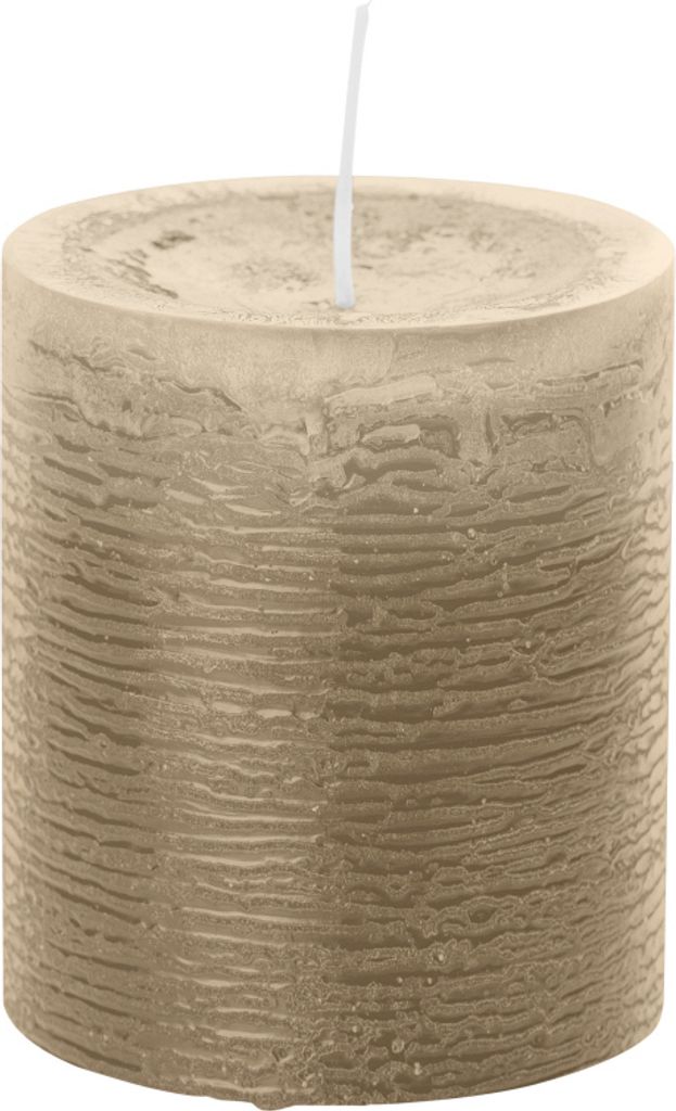 Rustic Stumpenkerze 140 x 100 mm (H x Ø), Farbe Schlamm, mit ASF zum Abbrandschutz, durchgefärbte Stumpenkerzen in rustikaler Optik, geeingnet f...