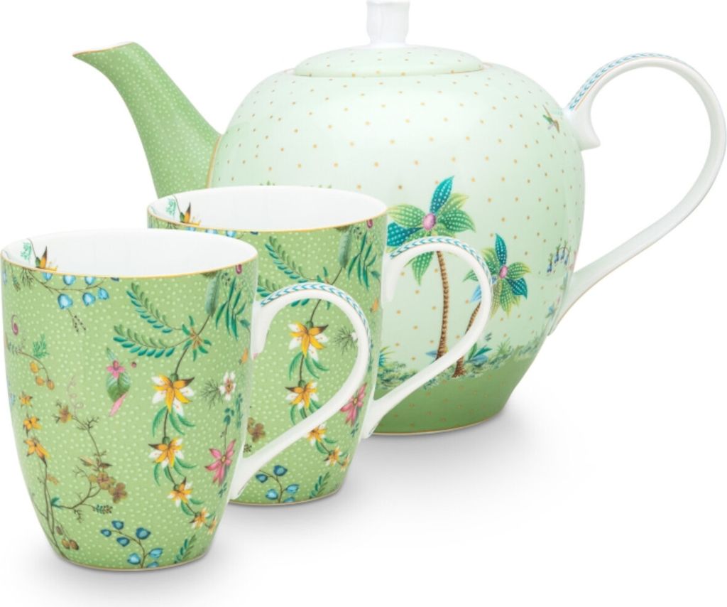 PIP STUDIO Jolie Flowers Green Teeset groß Set3 Produktbild 