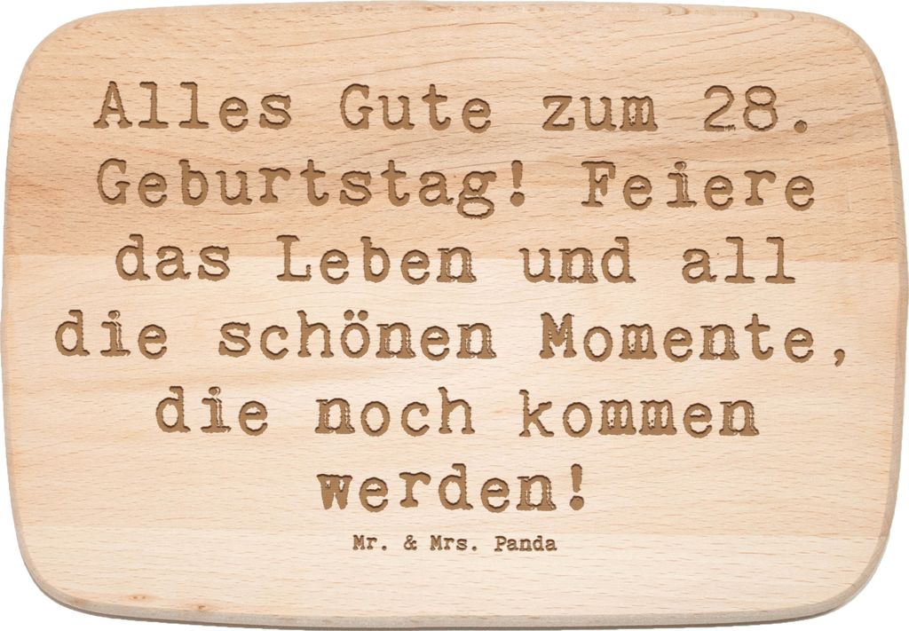 Mr. & Mrs. Panda Holz Frühstücksbrettchen Spruch 28. Geburtstag - Transparent - Geschenk, schneidbrett, vesperbrettchen, Alles Gute zum, schneide...