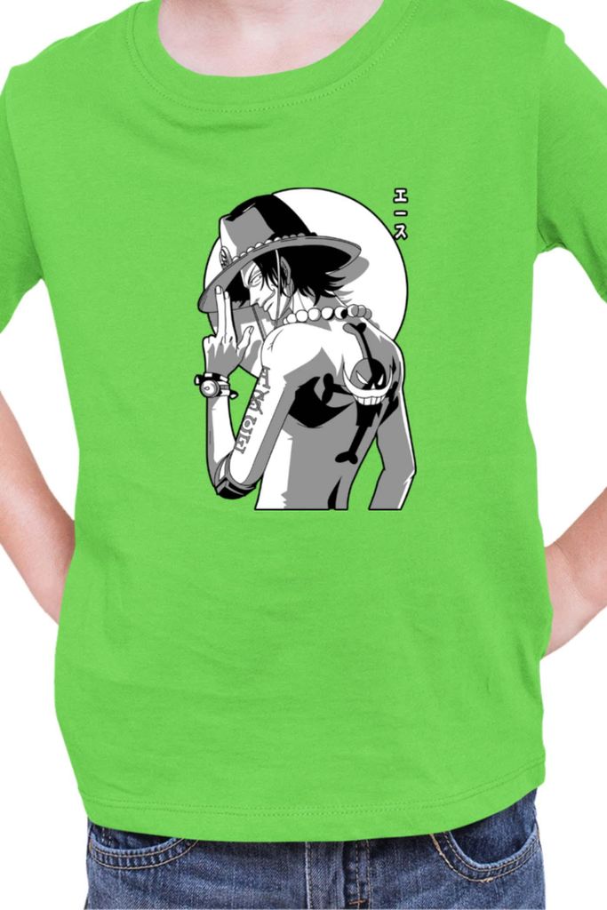 Kinder T-Shirt Manga Japan Anime Comics Animation One Manga Piece Anime 0020, 12-13 Jahr - 152 / Lime