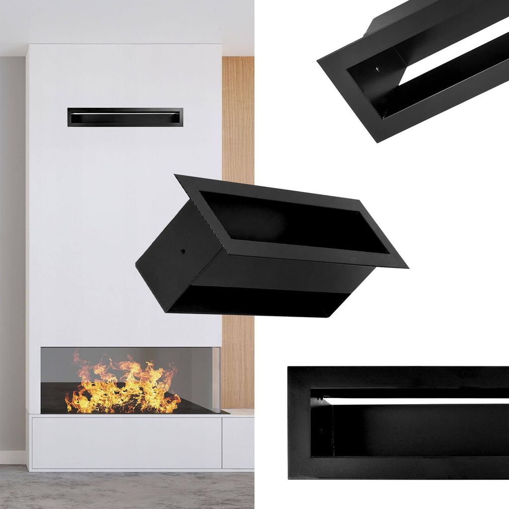 Kaminrost 10 x 40 cm, gerade, LUFT, schwarz, Kaminlüftung