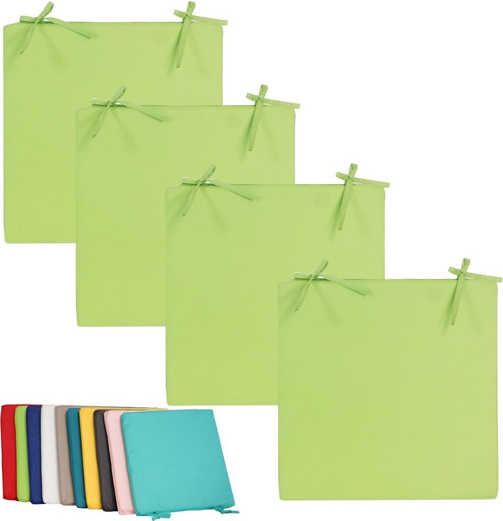 4x Outdoor Stuhlkissen 40x40cm viele Farben Lounge Kissen Wasserfest Sitzkissen Garten Lotus Effekt, Farbe:Grün