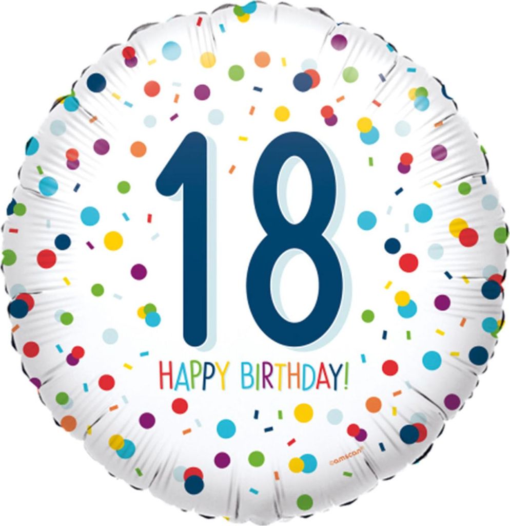 Riethmüller Standard EU Confetti Bday 18 Folienballon S40 verpackt 43 cm Sonstige