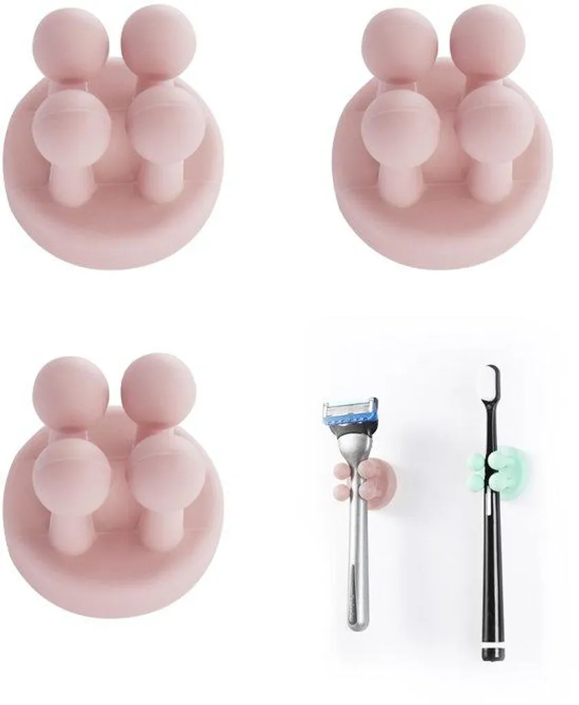 Lot de 3 Inserts en Silicone pour Brosse à Dents et Rasoir Autocollants