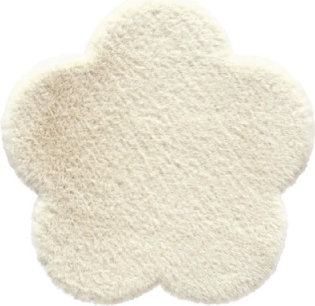 Hochflor Teppich Romance Blume beige Ø 60 cm