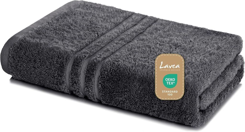 Lavea Badetuch 100 x 150 cm Baumwolle, saugstarkes Duschtuch groß, Frottier Elena, Duschhandtuch, weich, waschbar 60 °C, trocknergeeignet, Anth...