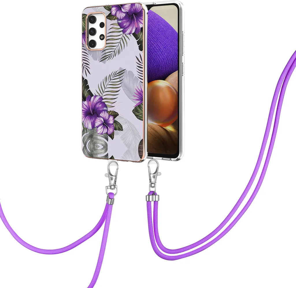 Cover Samsung A32 4G Antiurto Viola con Tracolla Regolabile TPU
