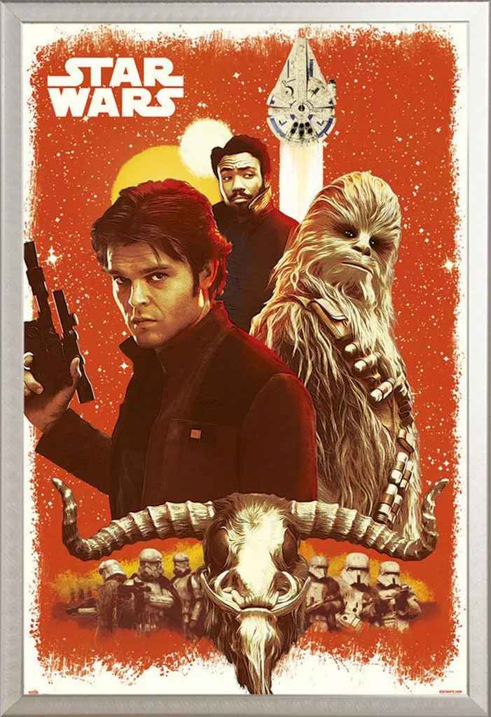Star Wars - Poster - Solo old Friends + cornice rimovibile, Shinsuke® Maxi alluminio argento, vetro acrilico