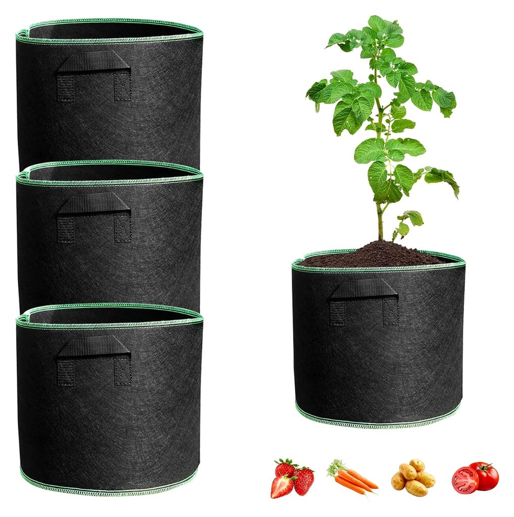 3 Stück 46L Stofftopf Blumentopf, Vliesstoff Pflanztöpfe für den Anbau von Erdbeeren, Tomaten und Kartoffeln
