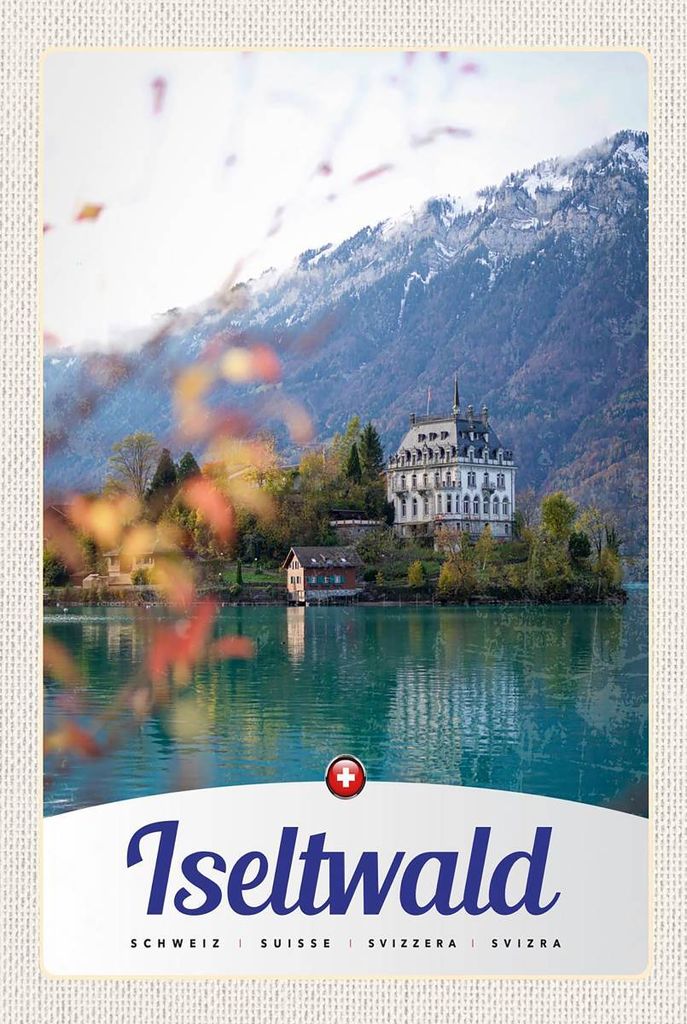 vianmo Holzschild 18x12 cm Iseltwald Schweiz Europa See Bildmotiv Reisemotiv Abenteuer Reisen