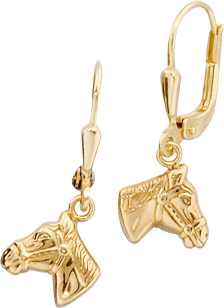 Ohrringe Ohrhänger Pferde Pferdeköpfe 333 Echt Gold Gelbgold Ohrschmuck Damen