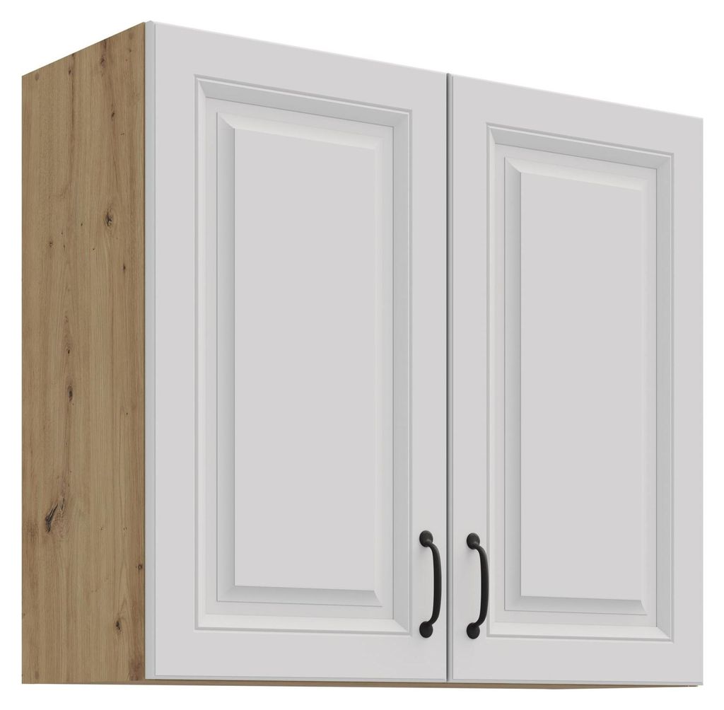 Hängeschrank 80 cm Stilo Weiss + Eiche Artisan Küchenzeile Produktbild 