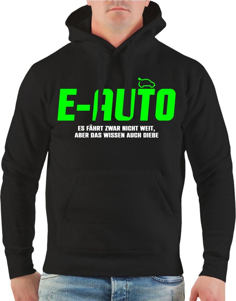 Herren Kapuzenpullover E-Auto Es fährt zwar nicht weit aber das wissen auch Diebe