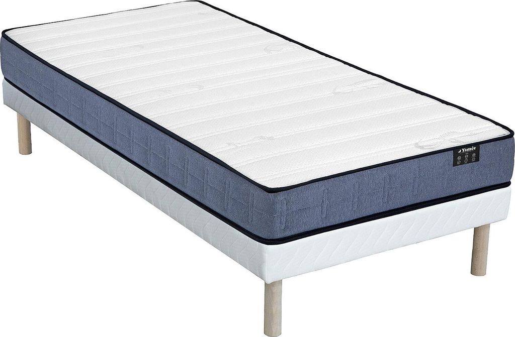 Bett - 90 x 190 cm - Polsterbettgestell - Taschenfederkernmatratze - Höhe 19 cm - DAYNI von YSMÉE