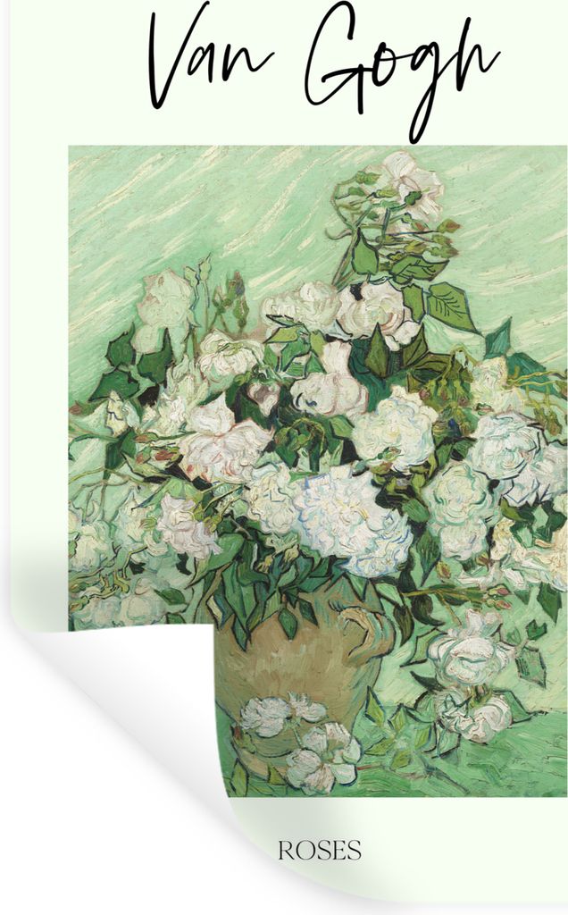 MuchoWow Wandtattoo Wandsticker Wandaufkleber Kunst - Van Gogh - Rosen 20x30 cm Selbstklebend und Repositionierbar - Sticker - Dekorfolie