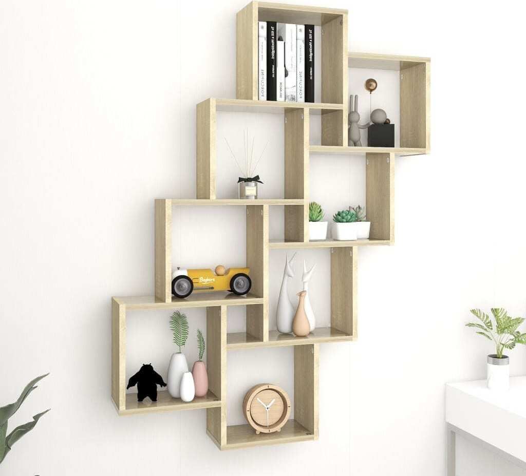 The Living Store Würfelregal Sonoma-Eiche 90x15x119 cm Holzwerkstoff