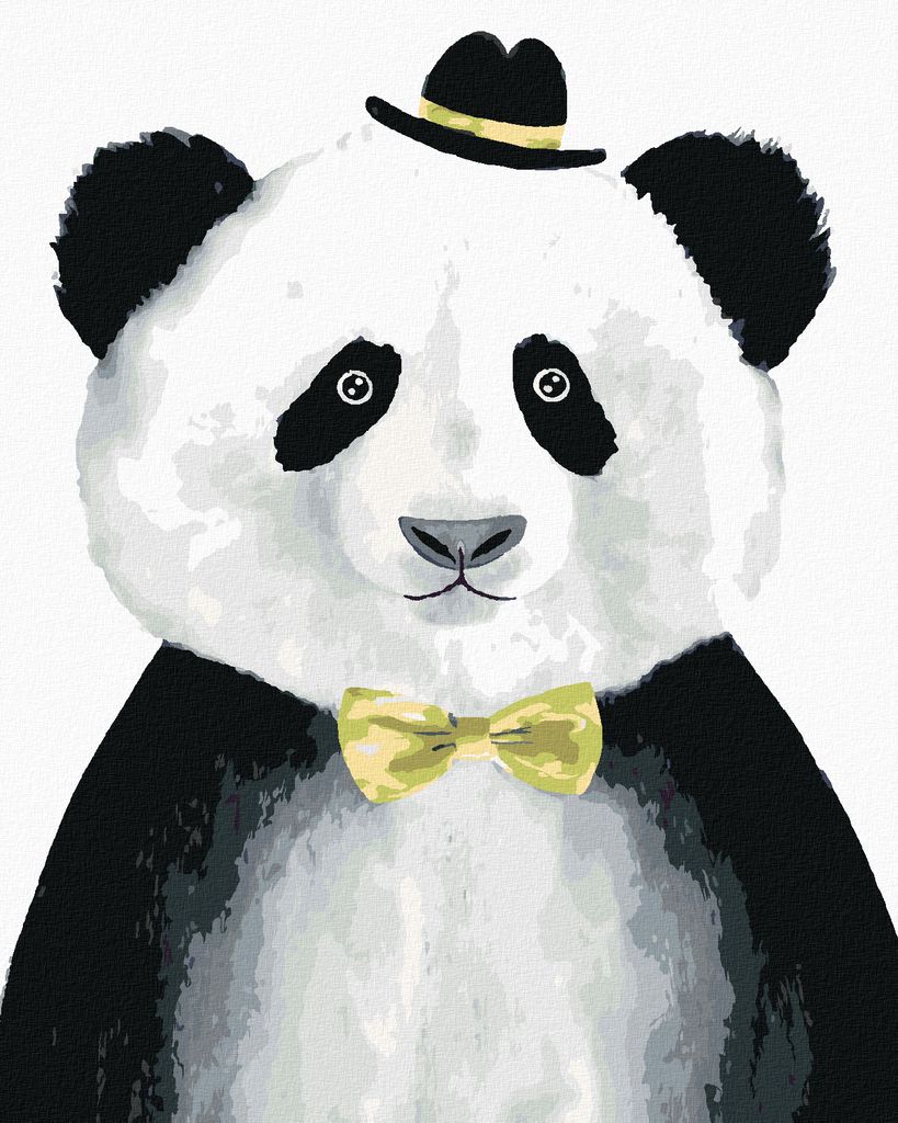 Zuty - Malen nach Zahlen - PANDA MIT HUT, 40x50 cm, ohne Keilrahmen
