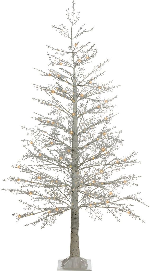 BELIANI Outdoor LED Weihnachtsbeleuchtung Weiß PVC u. Metall 180 cm in Baumform mit Stromanschluss zum Aufstellen Außen Deko Adventsdekoration