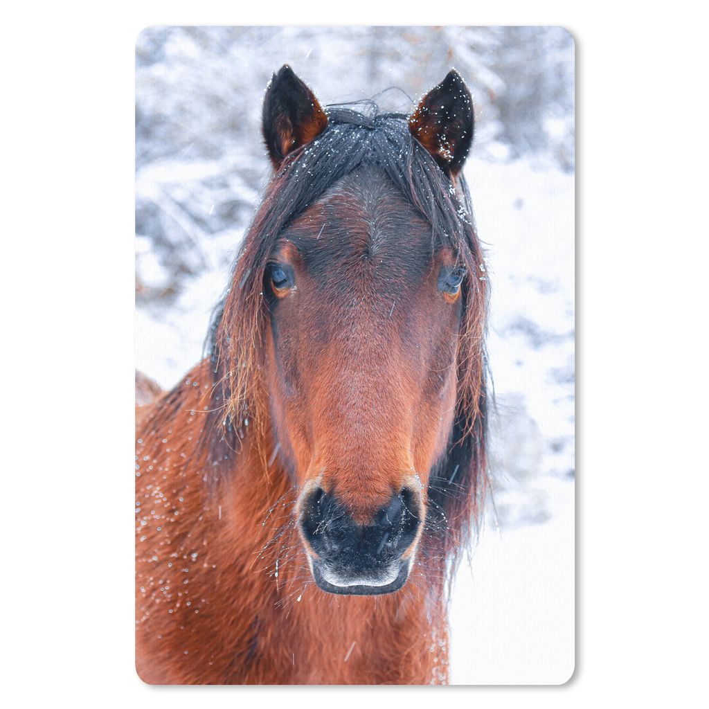 MuchoWow Mauspad Mousepad Pferd - Winter - Schneeflocke 40x60 cm - Mousepads - Maus Mat - Pad - Mausunterlage - Schreibtisch Accesoire