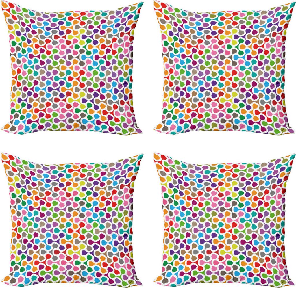 ABAKUHAUS Abstrakt Kissenbezug Set (4 Stück), trippy Farbige, Moderner Doppelseitiger Digitaldruck, 45 cm x 45 cm, Mehrfarbig
