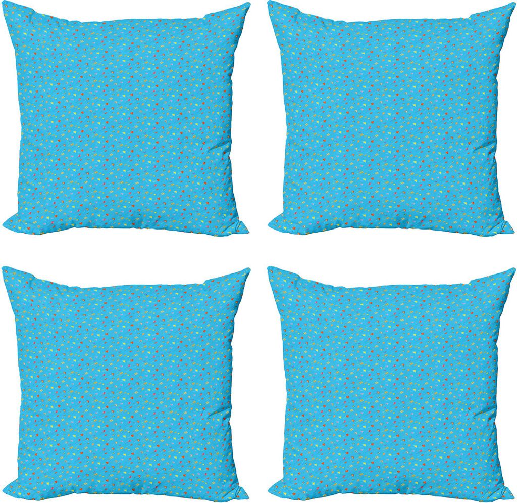ABAKUHAUS Kites Kissenbezug Set (4 Stück), Cartoon-Stil Bunte Drachen, Moderner Doppelseitiger Digitaldruck, 40 cm x 40 cm, Mehrfarbig