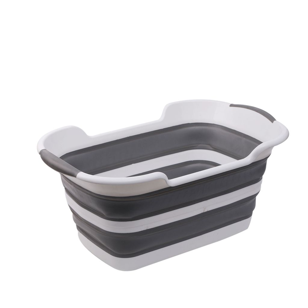 Faltbare multifunktionale Badewanne, zusammenklappbarer Wäschekorb, Haustier-Badewanne und Aufbewahrungskorb für Zuhause - TPR+PP Material - grau
