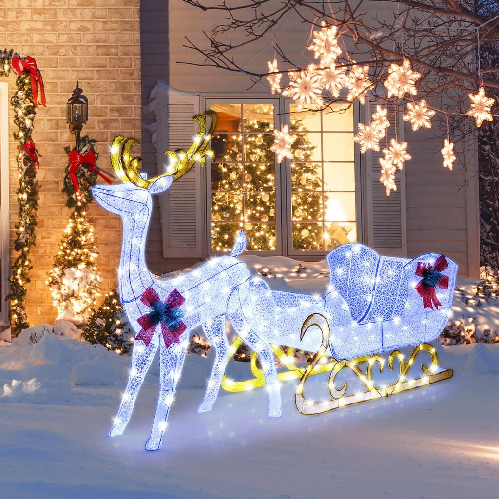 COSTWAY Renne à LED avec traîneau, décoration de Noël, Image du produit 