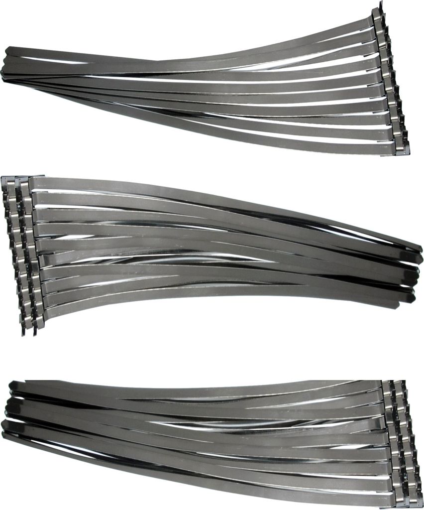 50 x Vorgefertigte Edelstahl 304SS Schlauchbandschellen Kabelbinder Länge 280 mm