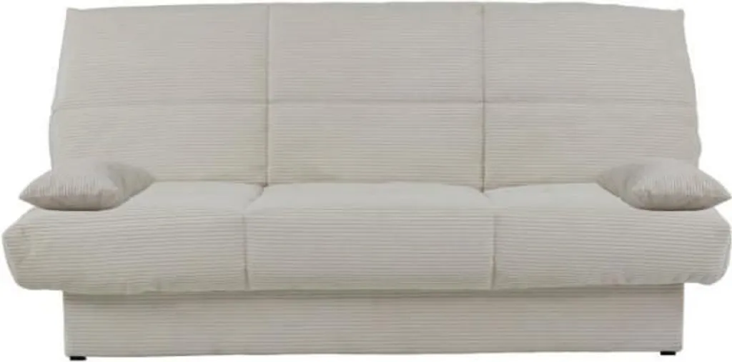 Banquette clic-clac en tissu beige CLEM - Confort 3 places 190x90cm