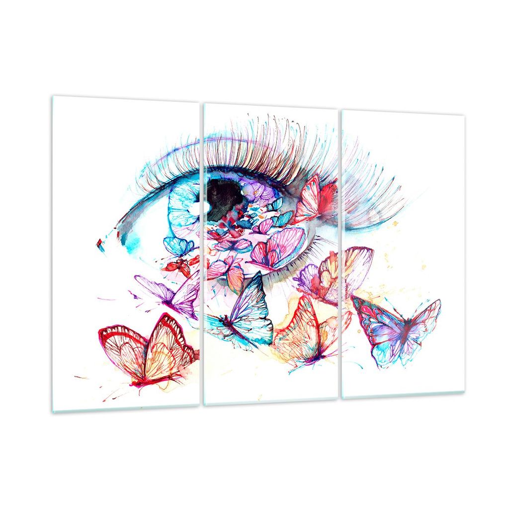 Bilder auf glas - Auge Butterflys Fantasie Fantasie - 105x70cm - Glasbilder - Wandbilder - Kunstdruck - Wanddekoration aus Glas - Glas Bilder - Wan...