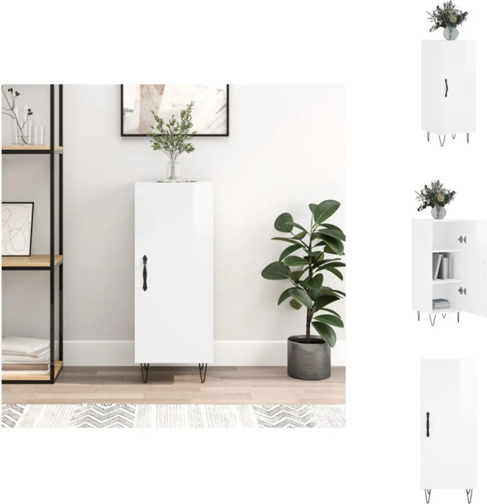 Petit Buffet Haut Blanc Laqué de 90 cm pour Rangement Salon et Entrée