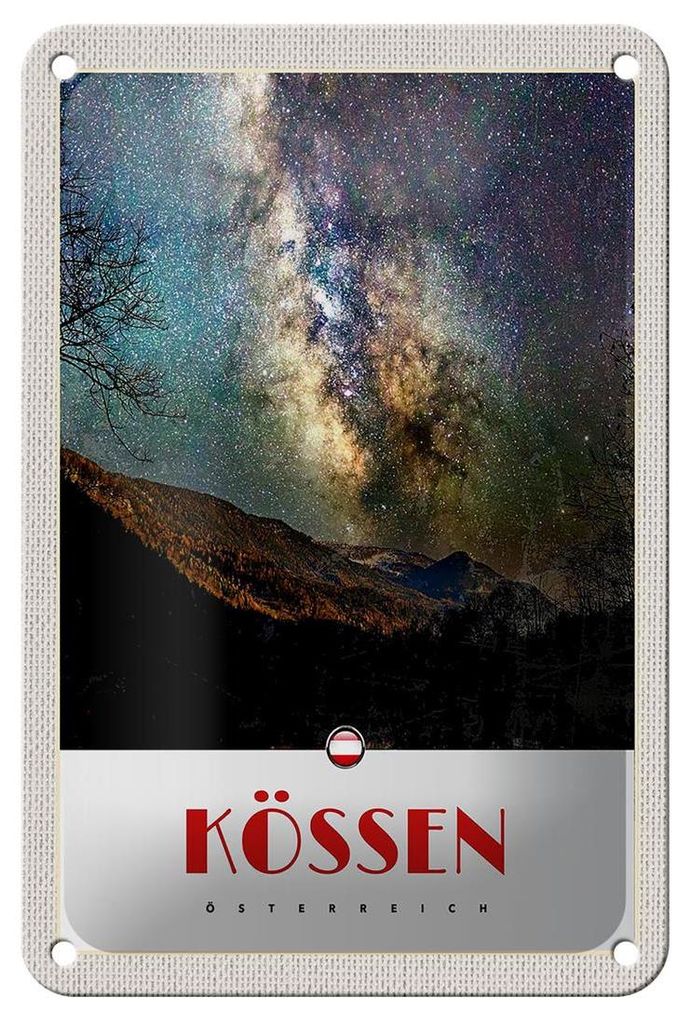 Blechschild Reise 12x18cm Kössen Österreich Himmel Sterne Produktbild 