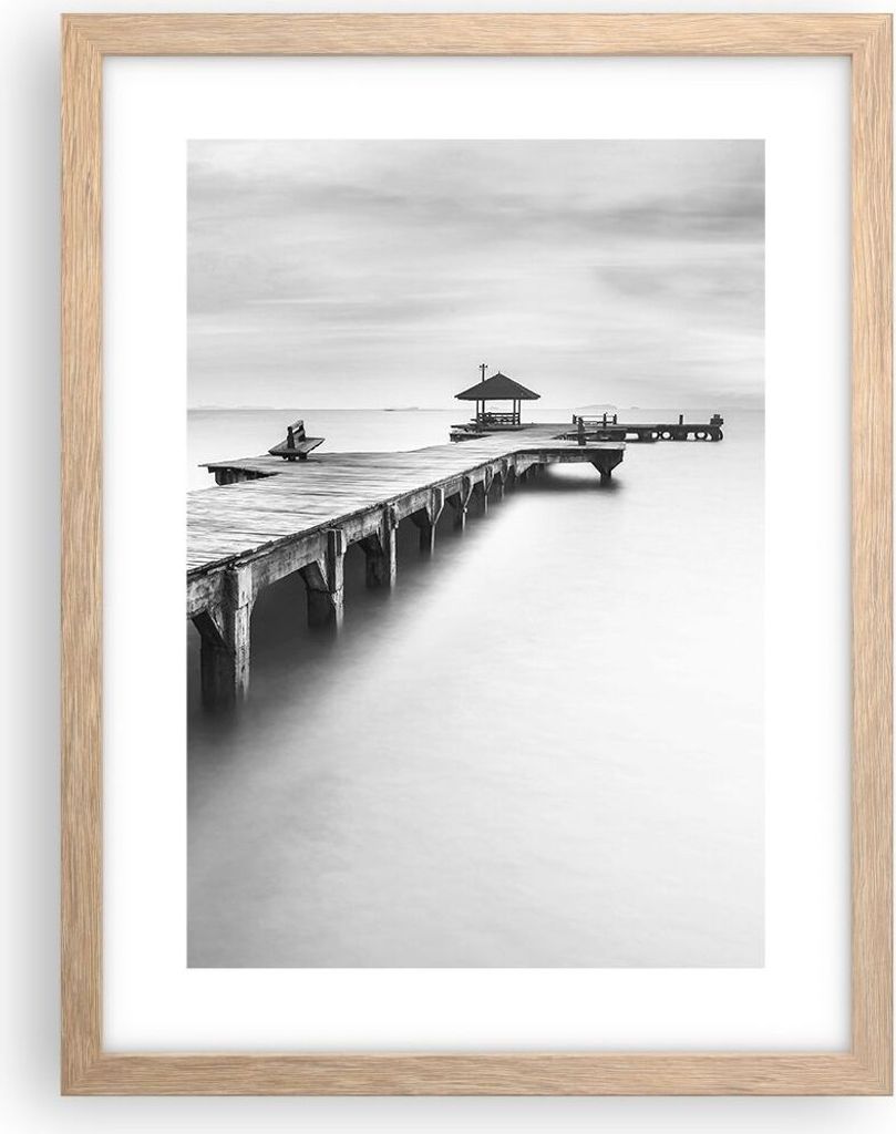 Gerahmtes Poster - Rahmen in heller Eiche - Thailand bucht strand brücke - 30x40 cm - Wand Bild - Wanddeko - Wandbilder - Wandposter - Bilderrahme...