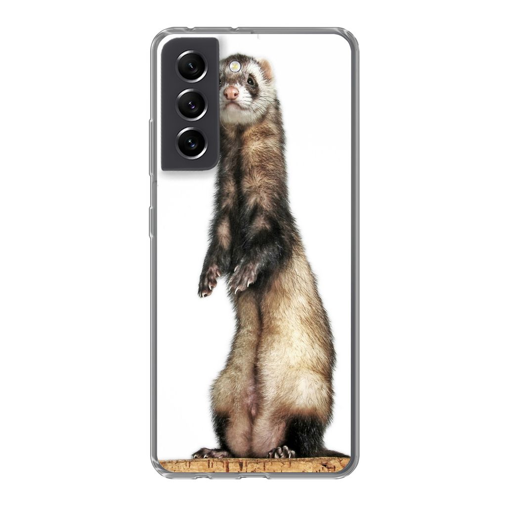 MuchoWow Handyhülle Schutzhülle Hülle für Samsung Galaxy S21 FE Frettchen - Tiere - Fell Silikon Softcase Handy Hülle - Mobiltelefonhülle