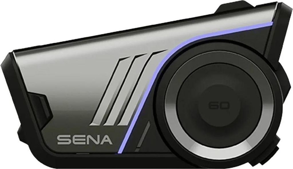 A close-up, studio shot of a motorcycle communication device.