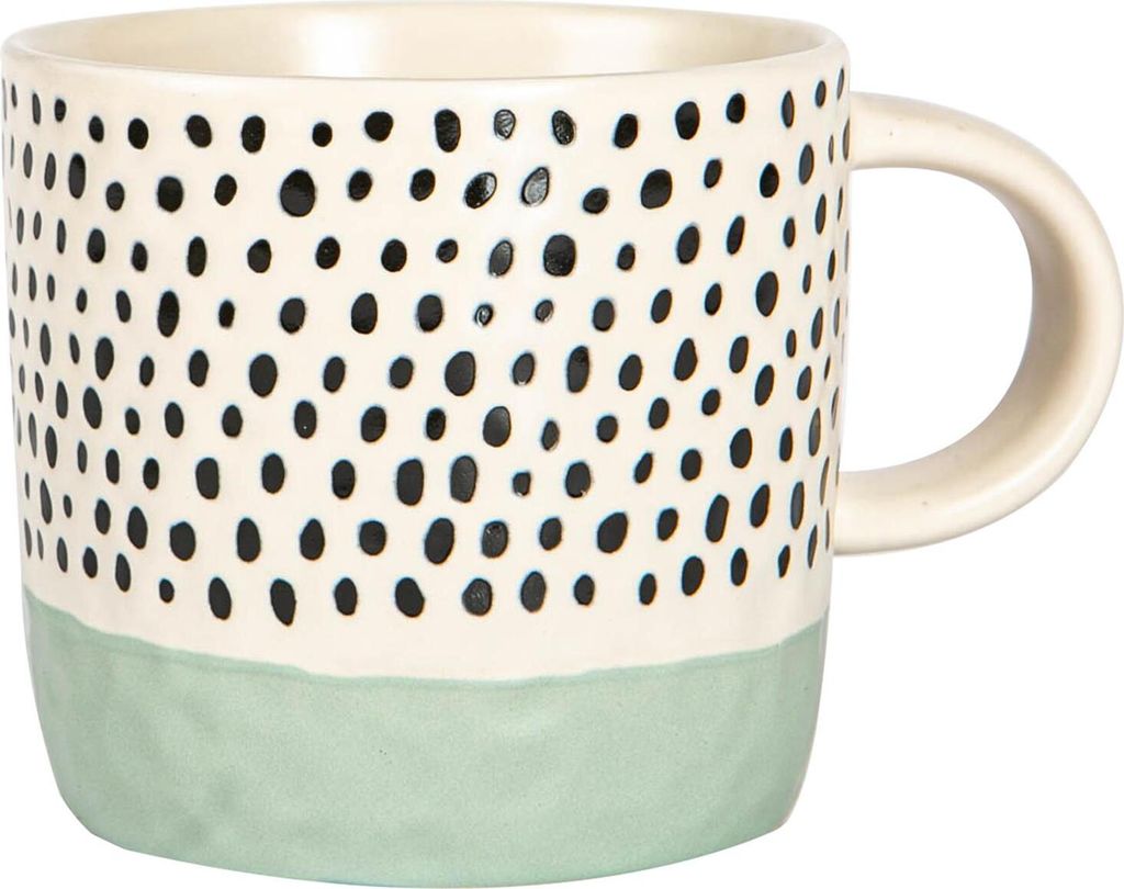 Nicola Spring Keramik-Kaffeetasse mit getauchten Punkten – 385 ml – Blau