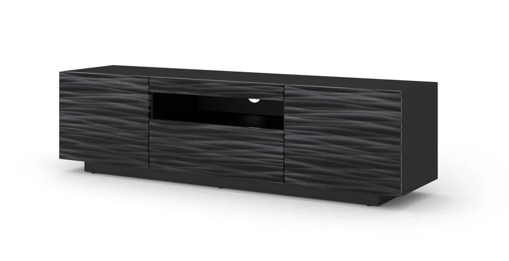 Meuble TV AURA 150 cm SAHARA Noir Satiné - Modèle à Suspendre ou Poser