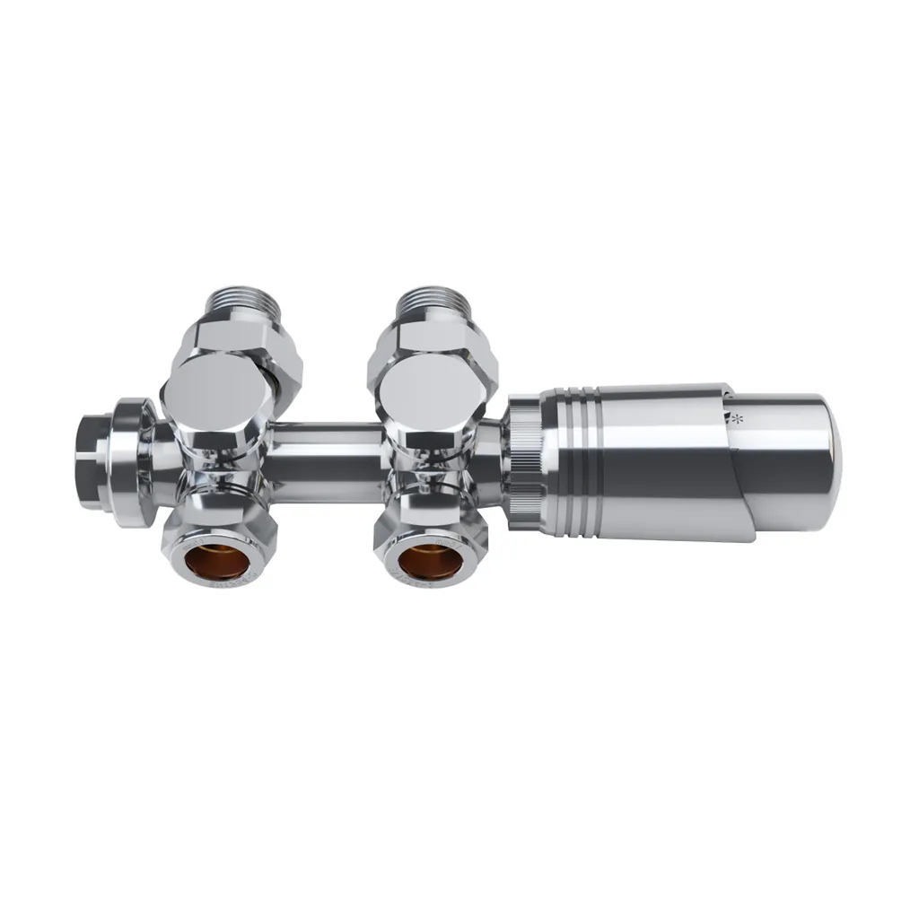 Valvola Termostatica Multiblocco ELEGANT Cromo per Termoarredo Design - 12