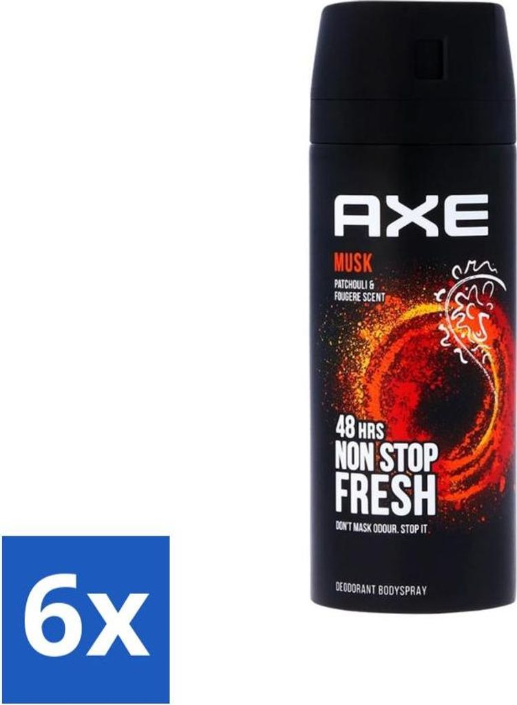 Axe - Deodorant Bodyspray - 48 Stunden Non Stop Fresh - Moschus - Patchouli & Fougere - 150 ml - Vorteilspack - 6 Stücke