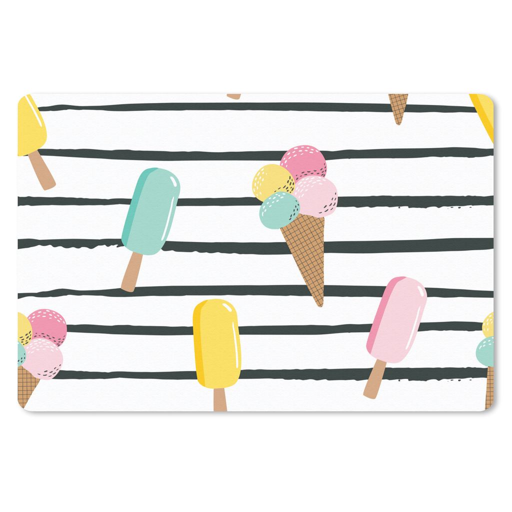 MuchoWow Mauspad Mousepad Sommer - Eiscreme - Pastell - Streifen 27x18 cm - Mousepads - Maus Mat - Pad - Mausunterlage - Büroartikel - Desk Matten