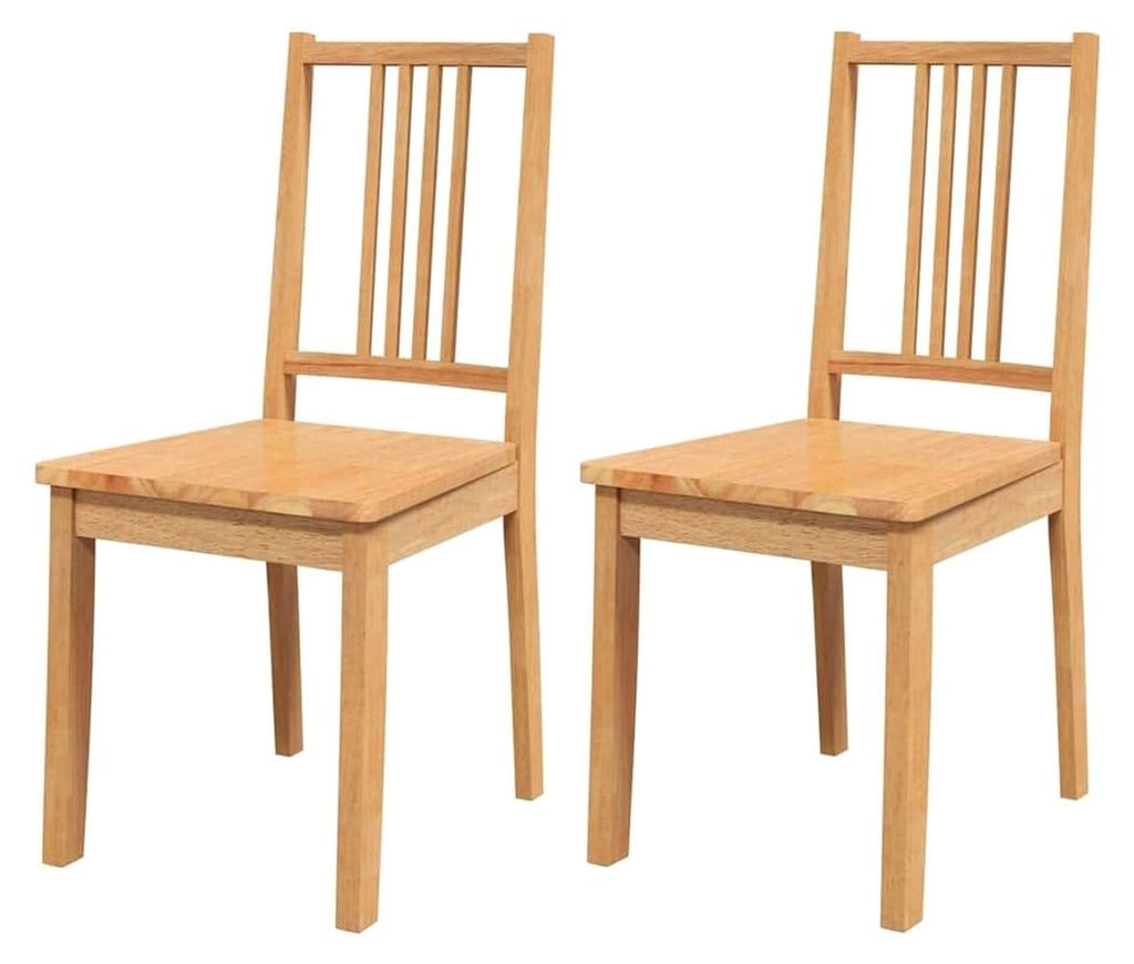 Esszimmerstühle 2 Stück aus massivem Gummibaum, Küchenstuhl, Beistellstuhl, Essstuhl, Wohnzimmerstuhl, Restaurantstuhl, Akzentstuhl
