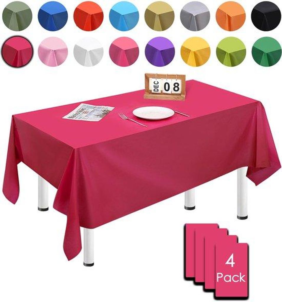 Rechte Wegwerptafelkleden 137x274cm, rosa, wasser- und schmutzfest, für Festtage, Kindergeburtstage, Weihnachten, Esszimmer und Garten.