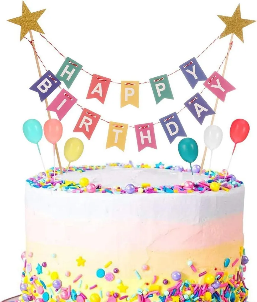 Cake Topper Arcobaleno Happy Birthday - Set Decorazione Party Trend