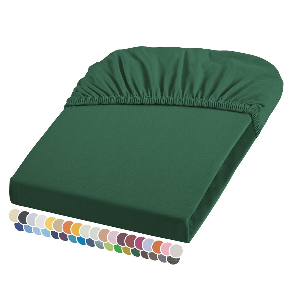 liebling Elasthan Spannbetttuch 200x200 bis 210-220 cm, mit Rundumgummizug, faltenfrei & atmungsaktiv, Matratzen bis 26 cm Höhe, jagdgrün