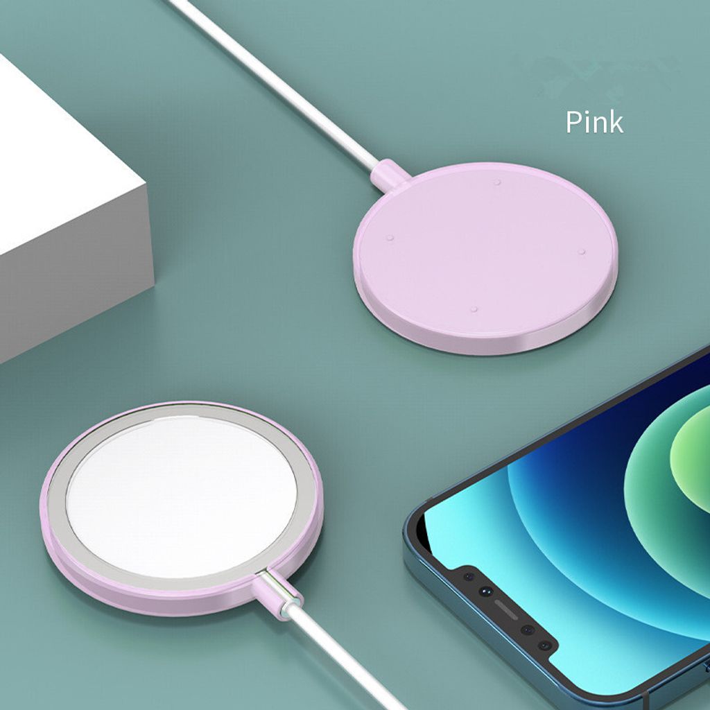 Schutzhülle für Magsafe Wireless Magnetladegerät Bunte Abdeckung Kratzfeste Staubschutz Schwarzer Tpu Pink