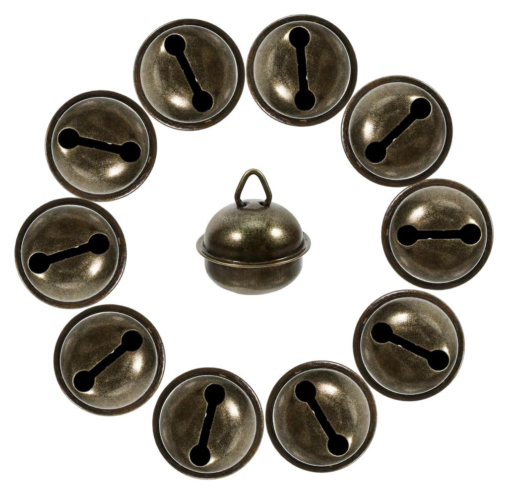 20 Stück rustikale Metallglocken mit Aufhängevorrichtung, kleine Vintage-Jingle-Schellen für Haustierhalsbänder und Weihnachtsdekorationen