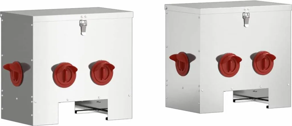 Set 2 Mangiatoie Acciaio Zincato 40,5x25x38 cm per Galline e Avicoli