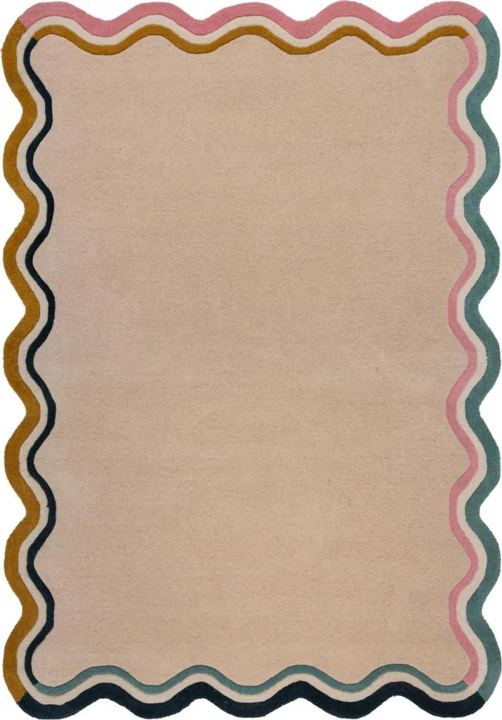 Grand Tapis de Salon Multicolore Scallop Leo Border 200x290 cm